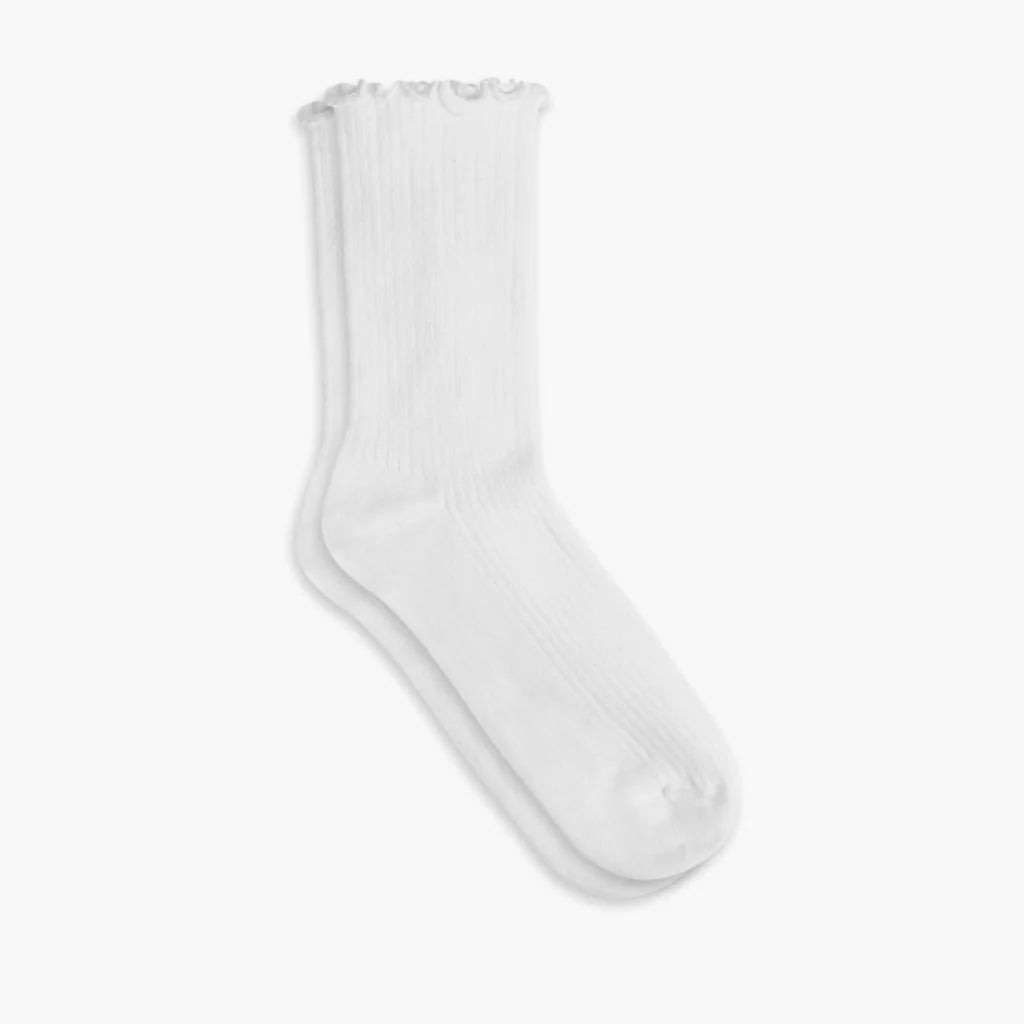 Women’s Ruffle Rib Quarter Sock | White