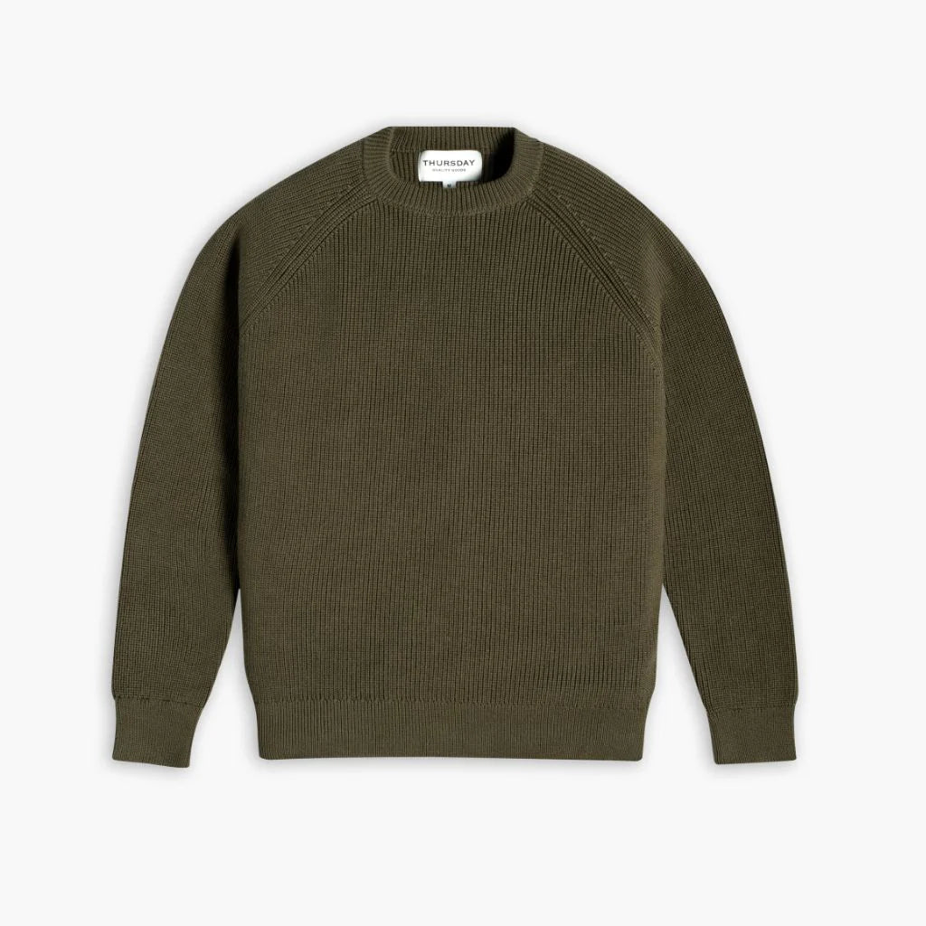 Ribbed Crewneck Sweater | Olive